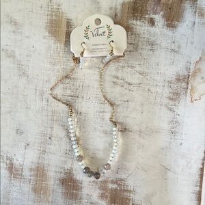 Velvet Gold and Cream Beaded Necklace